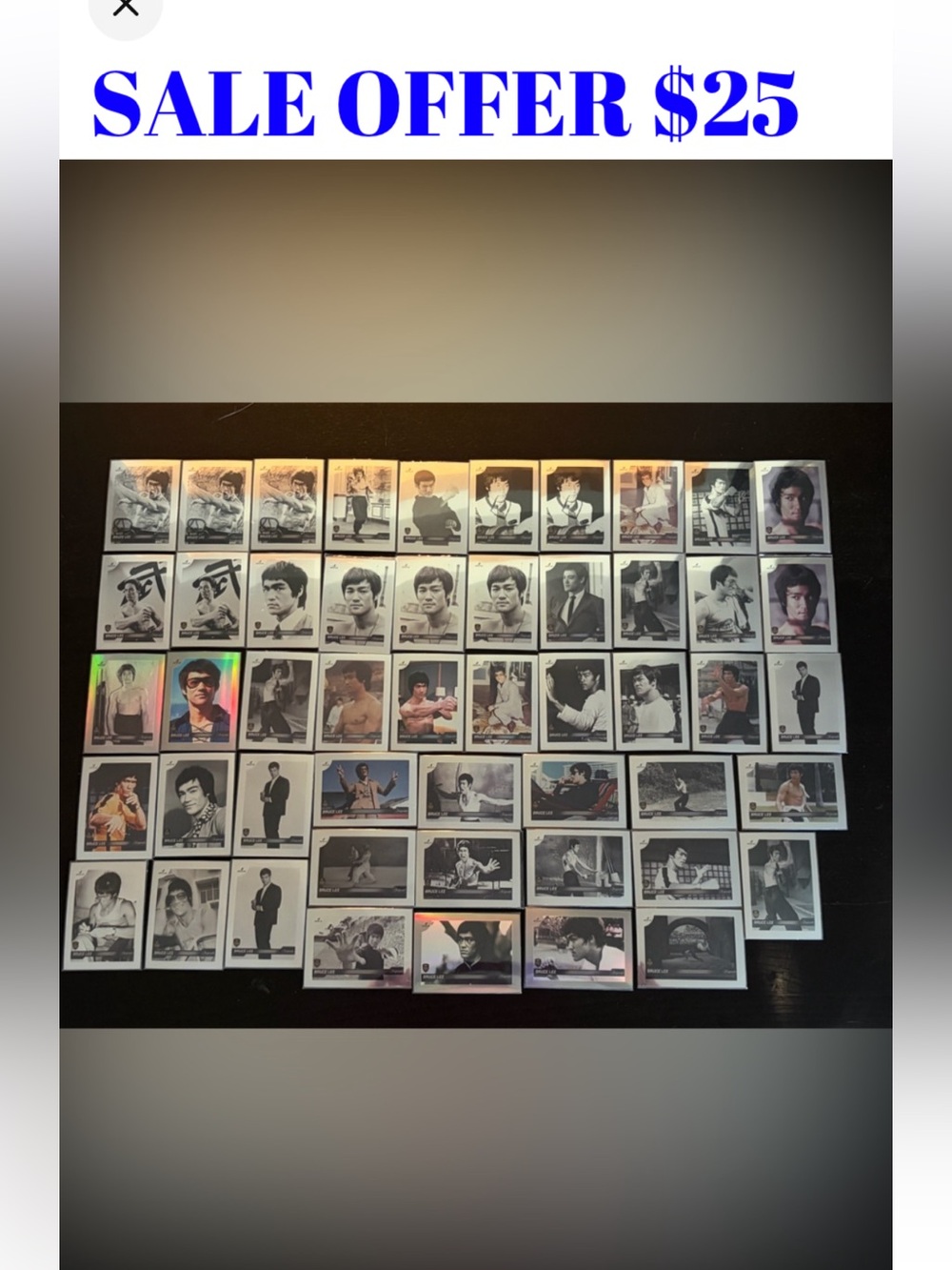 All 50 Bruce Lee The Dragon 2024 Silver Chrome Refractor MMA Movie Cards